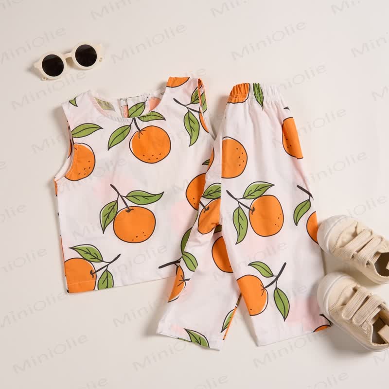 Baby Toddler Tangerine Sleeveless 2-piece Set - White - 3-5T - image 1