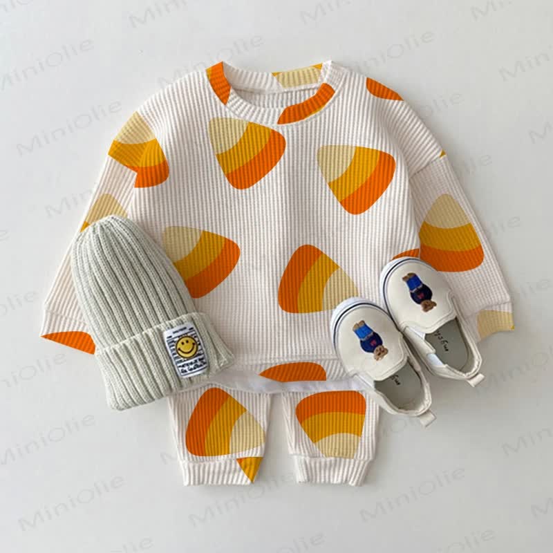 Baby Toddler Candy Corn Waffle 2-piece Set - Apricot - 3-5T - image 1