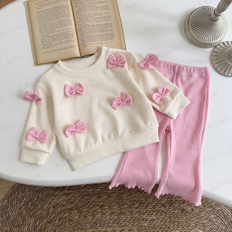 Baby 2-Piece Bow Sweatshirt and Pants Set - image 2