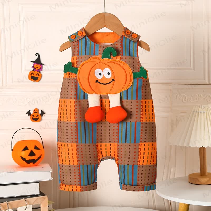 Baby Pumpkin Plaid Halloween Overalls - Orange - 18-24M - image 1