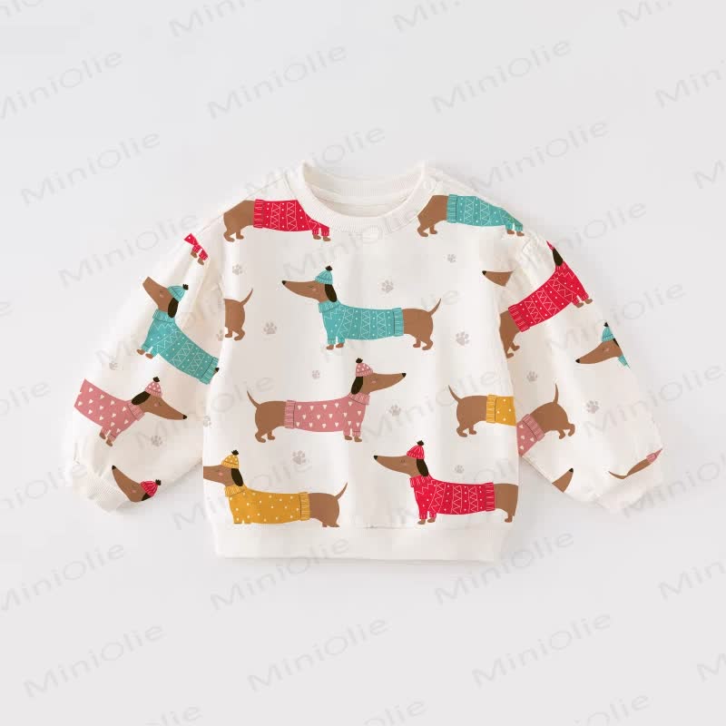 Baby Toddler Dachshund White Sweatshirt - White - 3-5T - image 1