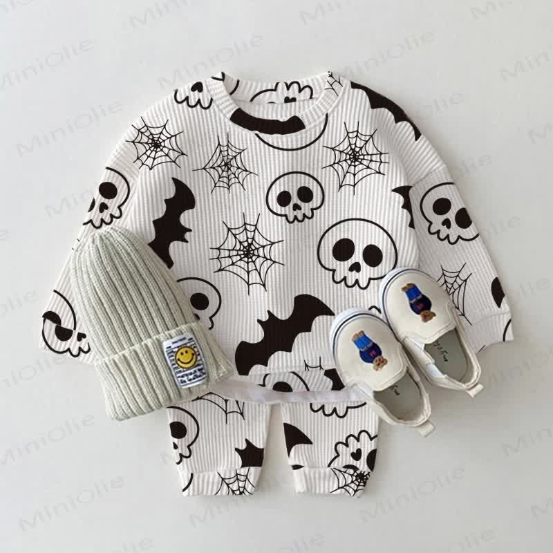 Baby Waffle Skull Bat 2-piece Set - White - 18-24M - image 1