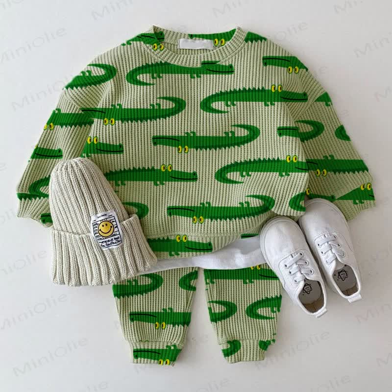 Baby Waffle Crocodile 2-piece Set - Green - 18-24M - image 1