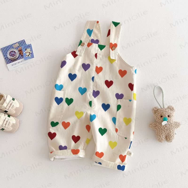 Baby Toddler Heart Pocket Overalls  - Beige - 5-7T - image 1