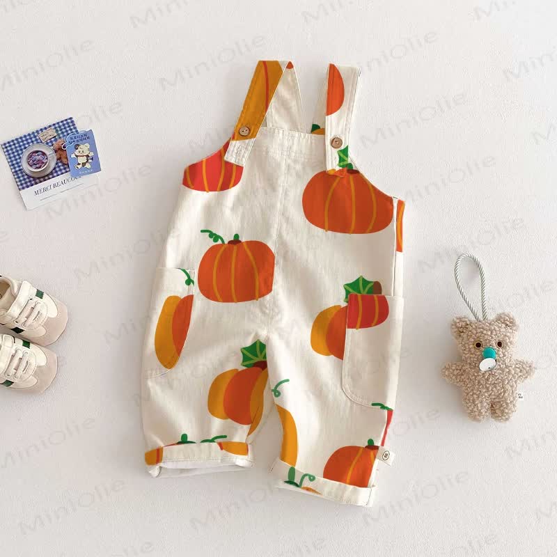 Baby Toddler Pumpkin Pocket Overalls  - Beige - 5-7T - image 1
