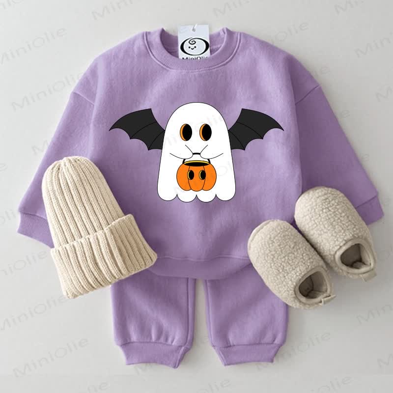 Baby Halloween Ghost Purple Sweatsuit 2-piece Set - Purple - 2-3T - image 1