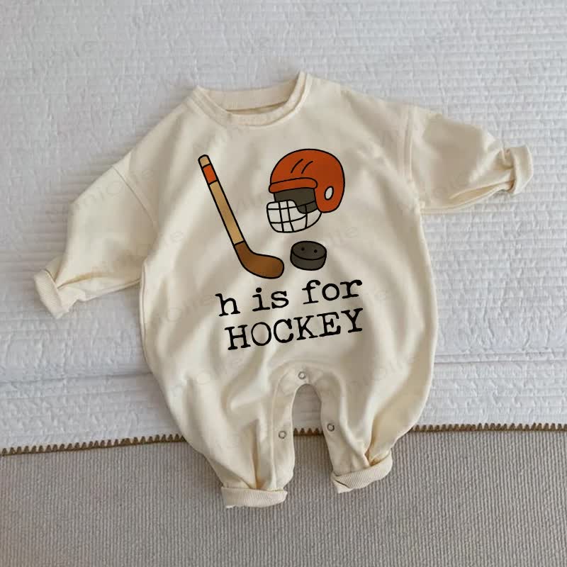 H IS FOR HOCKEY Baby Beige Romper - Beige - 2-3T - image 1