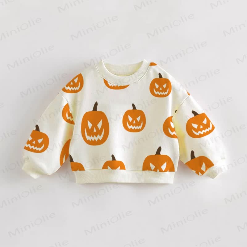 Baby Toddler Halloween Pumpkin Sweatshirt - Cream - 3-5T - image 1