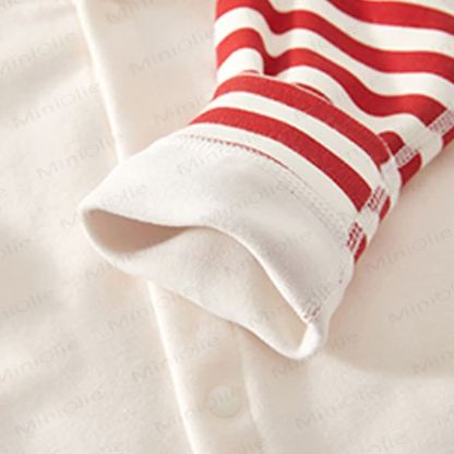 Baby Striped Sleeve Bear Badge Romper - image 7