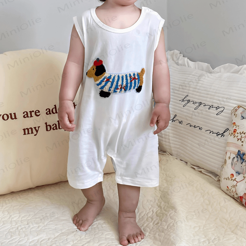 Baby Dachshund Patch Sleeveless Romper - image 5
