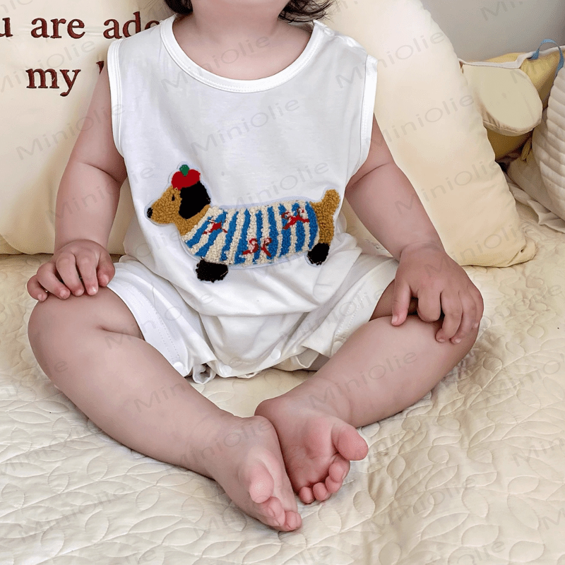 Baby Dachshund Patch Sleeveless Romper - image 6