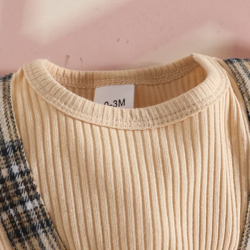 Baby Plaid Bow Bodysuit with Headband - image 3