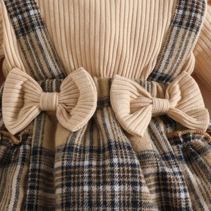 Baby Plaid Bow Bodysuit with Headband - image 4
