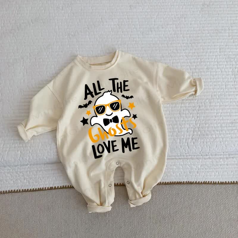 Baby Skeleton or Ghosts Beige Romper - Ghosts - 2-3T - image 2