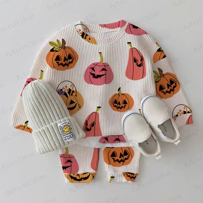 Baby Halloween Pumpkin Waffle 2-piece Set - Beige - 2-3T - image 1