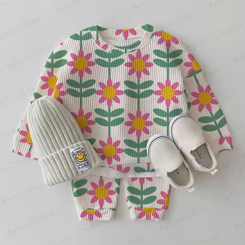 Baby Sunflower Waffle 2-piece Set - Beige - 2-3T - image 1