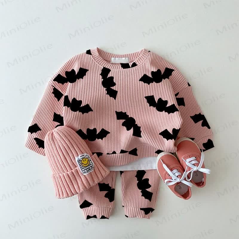 Baby Bat Silhouette Pink Waffle 2-piece Set - Pink - 2-3T - image 1