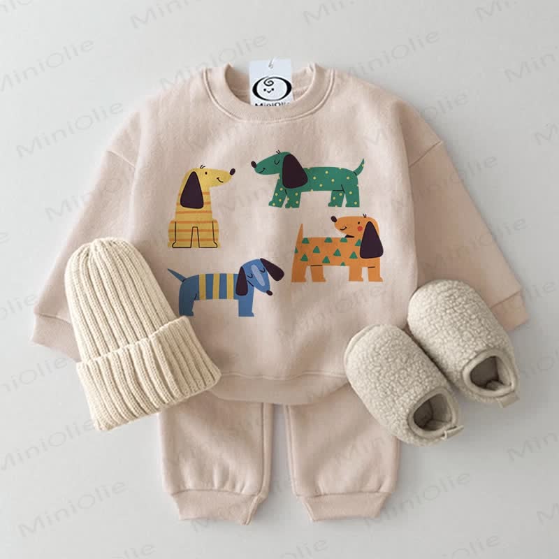 Baby Dog Sweatshirt and Pants 2-piece Set - Apricot - 2-3T - image 1