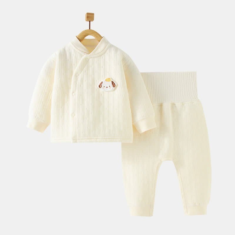 Baby Bear Top and Pants 2pcs Pajamas Set - Beige - 18-24M - image 1