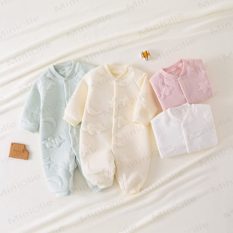 Baby Moon Star Solid Color Quilted Romper - image 1