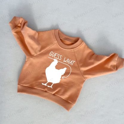 GUESS WHAT Baby Toddler Hen Orange Sweatshirt - Orange - 3-5T - image 1