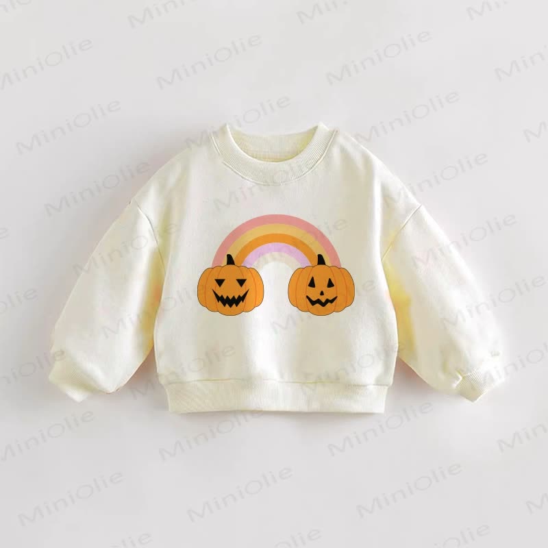 Baby Toddler Pumpkin Rainbow Sweatshirt - Cream - 3-5T - image 1