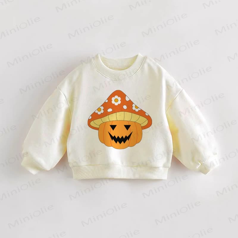 Baby Toddler Pumpkin Mushroom Sweatshirt - Cream - 3-5T - image 1