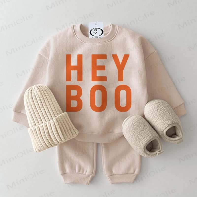 HEY BOO Baby Sweatshirt 2-piece Beige Set - Beige - 2-3T - image 1