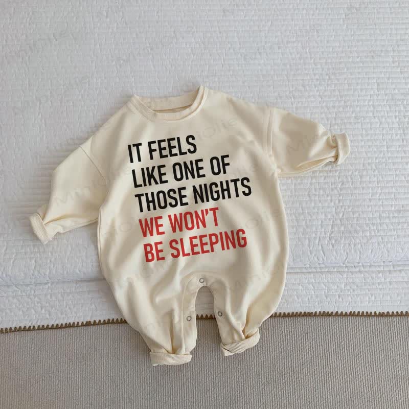 IT FEELS LIKE ONE OF THOSE NIGHTS WE WON'T BE SLEEPING Baby Beige Romper - Beige - 2-3T - image 1