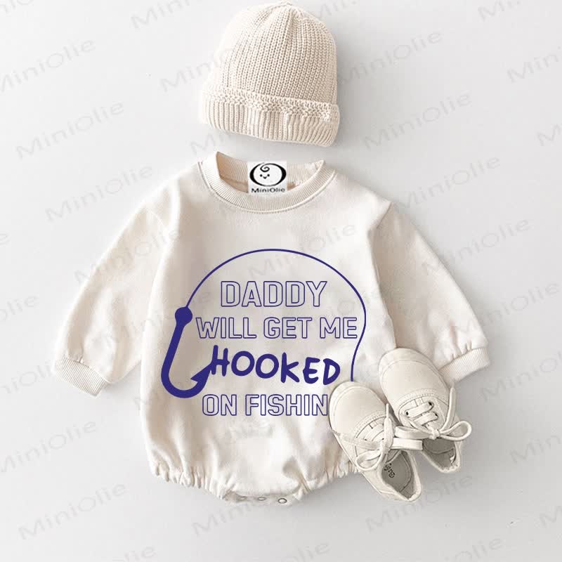 DADDY WILL GET ME HOOKED ON FISHING Baby White Bodysuit - White - 18-24M - image 1