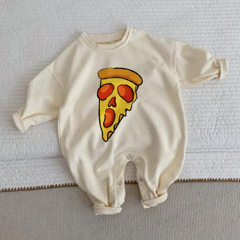 Baby Skeleton Pizza Beige Romper - Beige - 2-3T - image 1