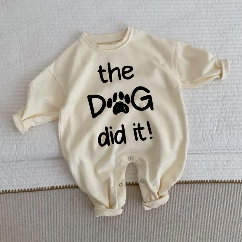 THE DOG DID IT! Baby Paws Beige Romper - Beige - 2-3T - image 1