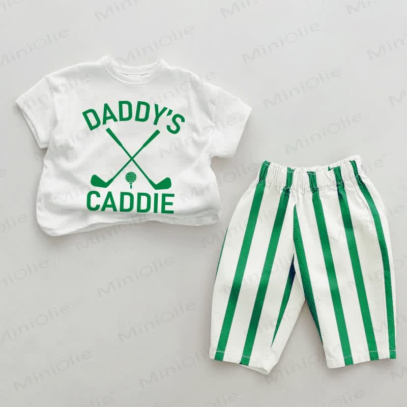 DADDY'S CADDIE Baby Green Vertical Striped 2-piece Set - White&Green - 2-3T - image 1