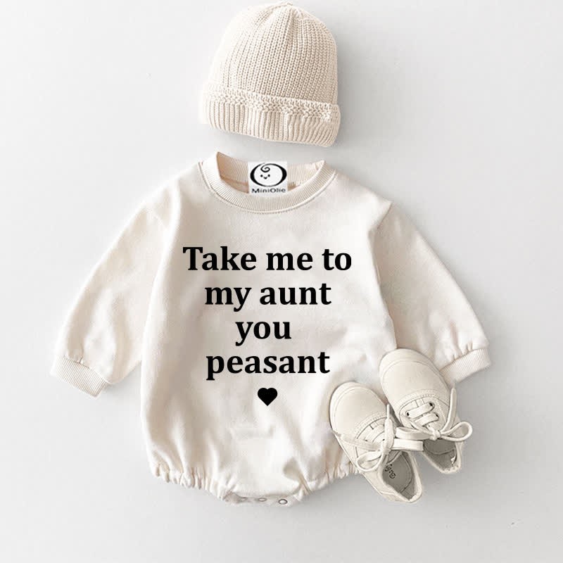TAKE ME TO MY AUNT YOU PEASANT Baby White Bodysuit - White-1 - 18-24M - image 2