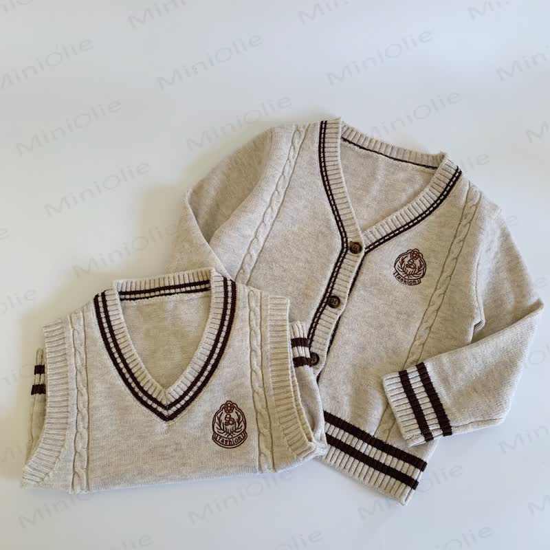 Kid Boy Knitted Preppy Style Cardigan Sweater/Vest - image 2