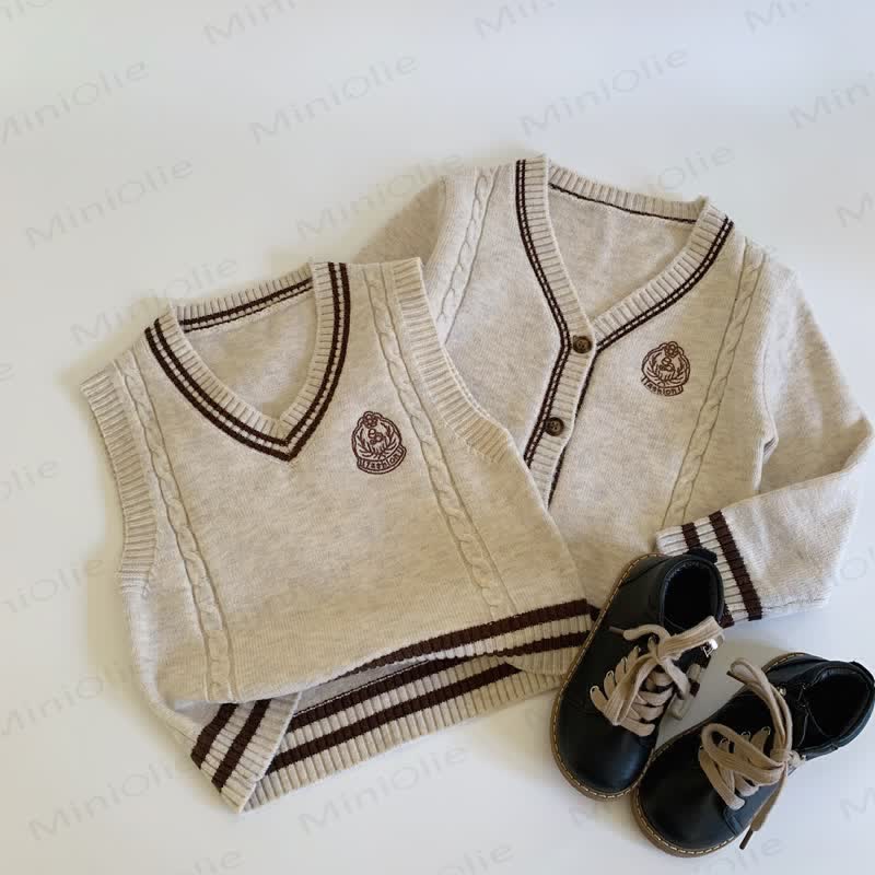 Kid Boy Knitted Preppy Style Cardigan Sweater/Vest - image 1