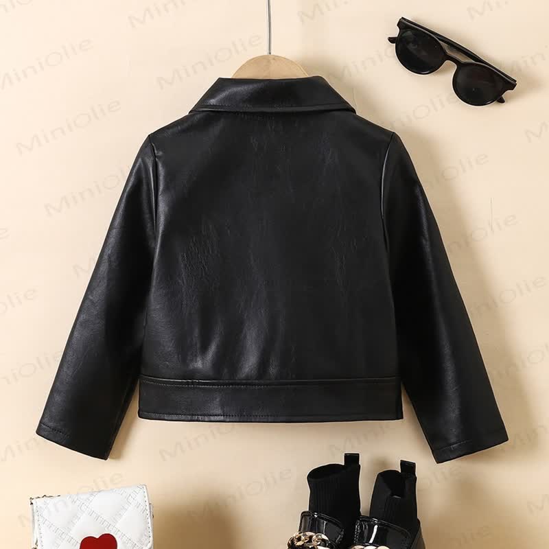 Kid Girl Cool Short Leather Jacket - image 2