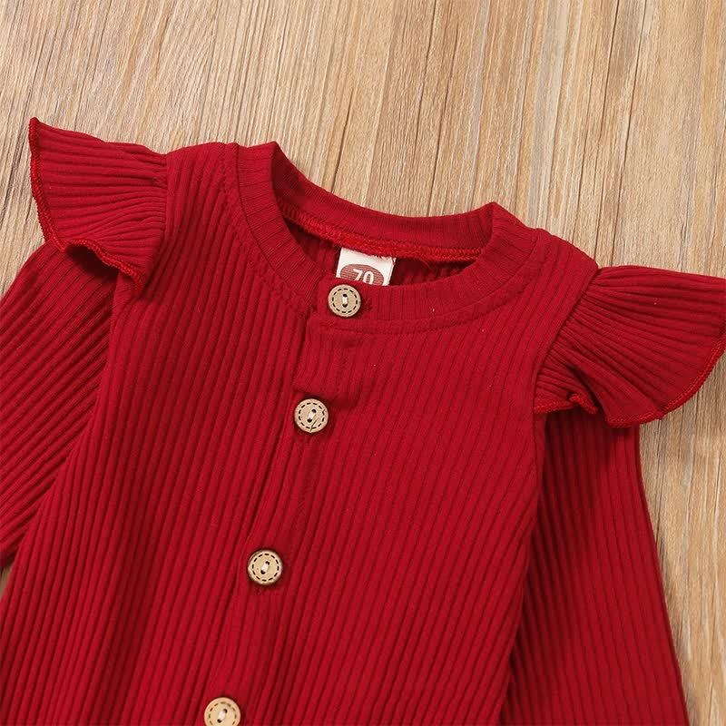 Baby Solid Color Romper with Bowknot Headband - image 2