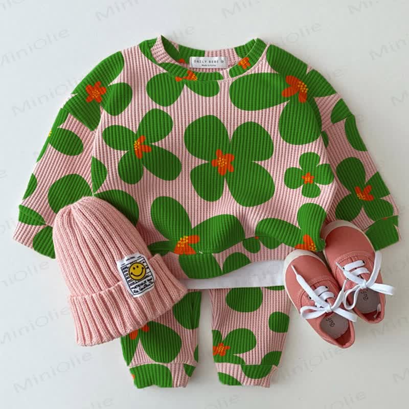 Baby Waffle Flower Pink 2-piece Set - Pink - 18-24M - image 1