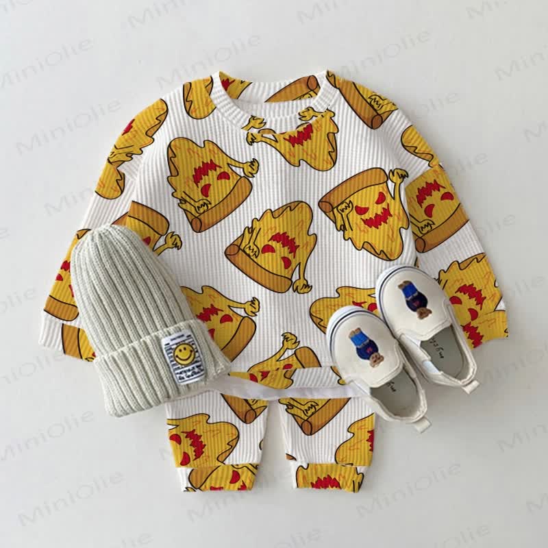 Baby Waffle Ghost Face Pizza 2-piece Set - White - 18-24M - image 1