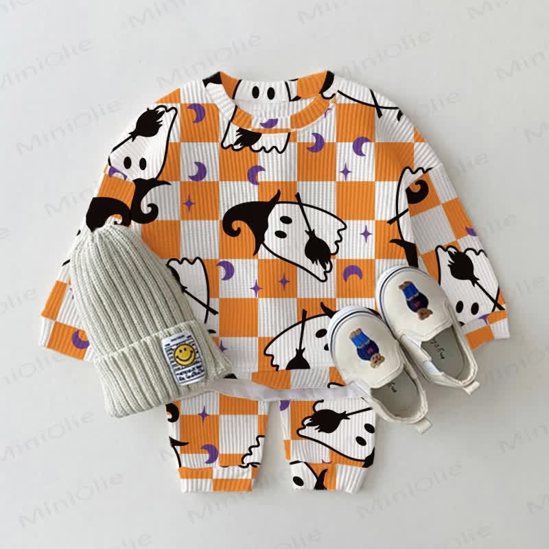 Baby Waffle Ghost Checkerboard 2-piece Set - Orange - 18-24M - image 1