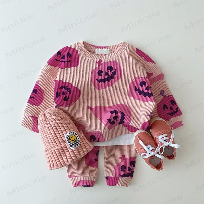 Baby Halloween Pumpkin Pink Waffle 2-piece Set - Pink - 2-3T - image 1