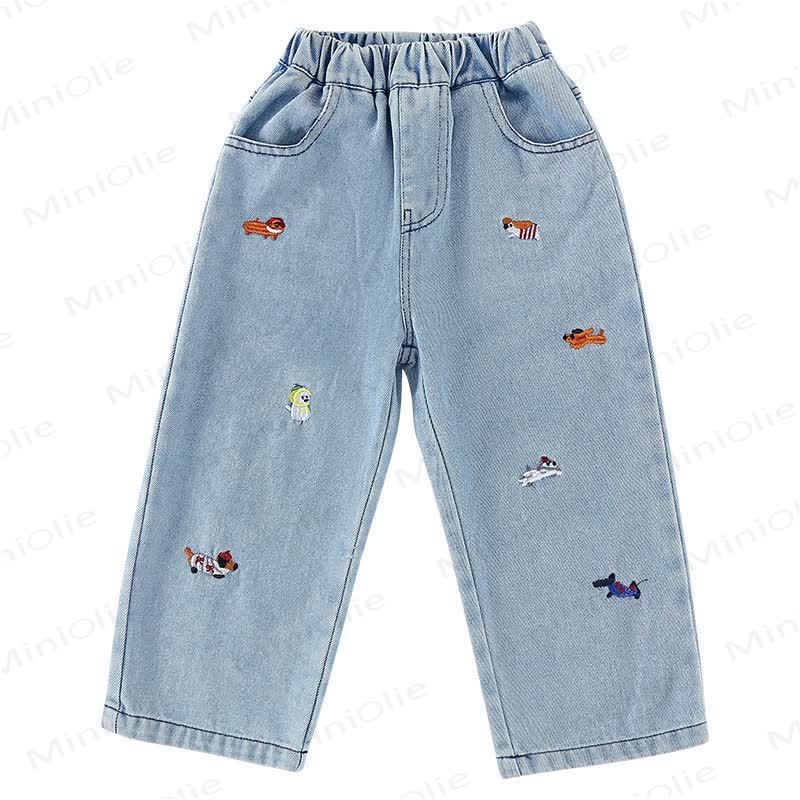 Baby Toddler Animal Plant Embroidered Denim Pants - Animal - 12Y - image 8