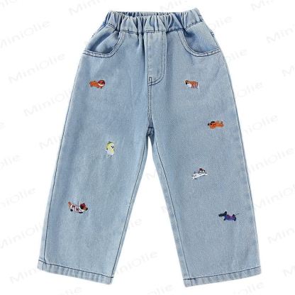 Baby Toddler Animal Plant Embroidered Denim Pants - Animal - 12Y - image 8