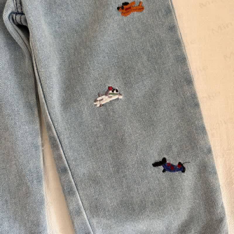 Baby Toddler Animal Plant Embroidered Denim Pants - image 9