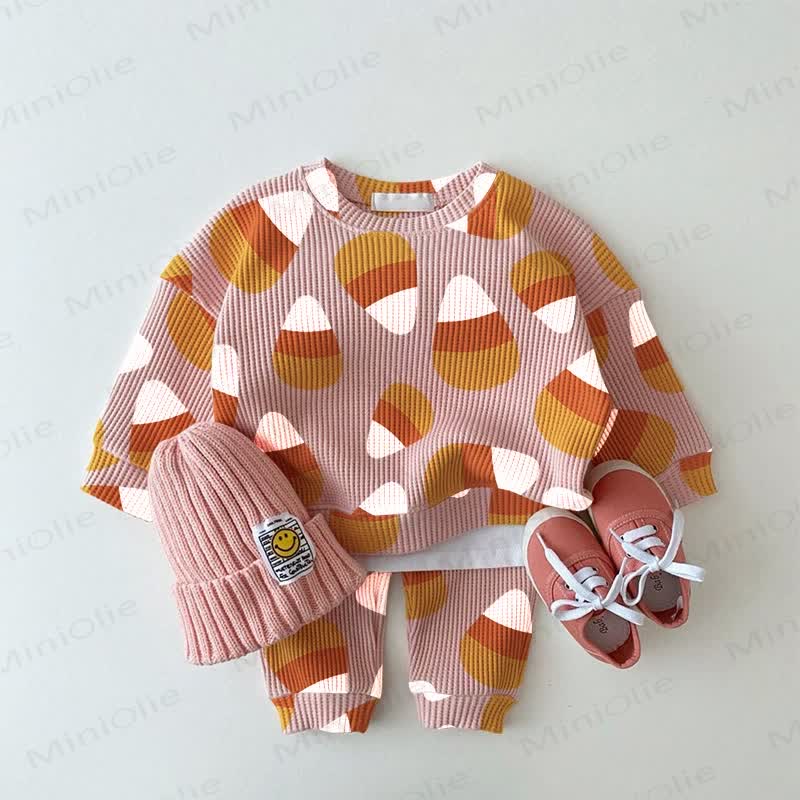 Baby Candy Corn Pink Waffle 2-piece Set - Pink - 2-3T - image 1
