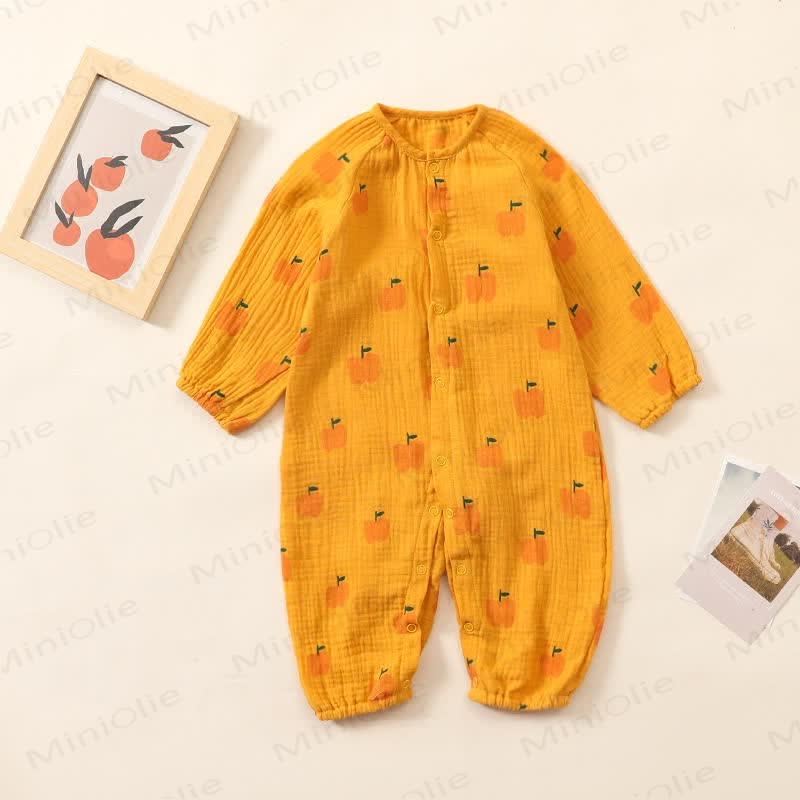 Baby Girl Apples Printed Crew Neck Romper - Yellow - 2-3T - image 2