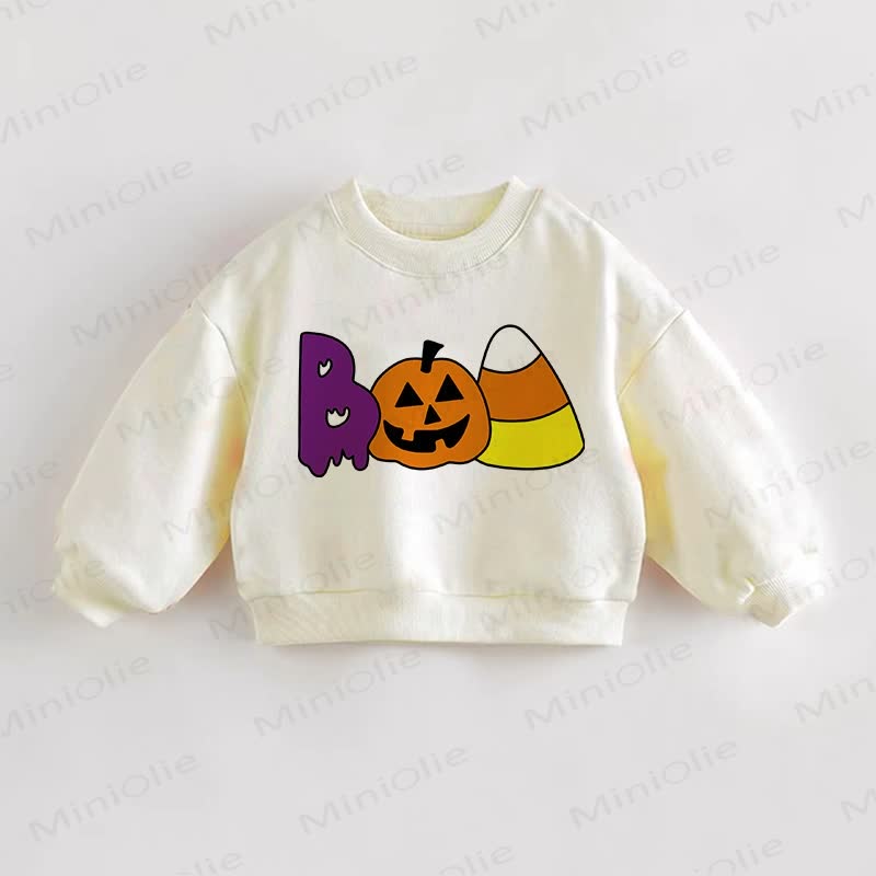 Baby Toddler Halloween Pumpkin Letter Sweatshirt - Cream - 3-5T - image 1