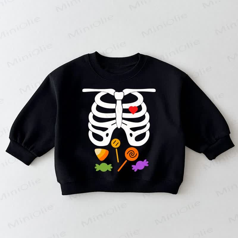 Baby Toddler Skeleton Candy Sweatshirt - Black - 3-5T - image 1