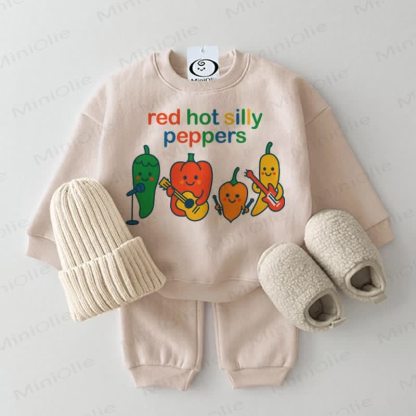 RED HOT SILLY PEPPERS Baby 2-piece Beige Set - Beige - 2-3T - image 1